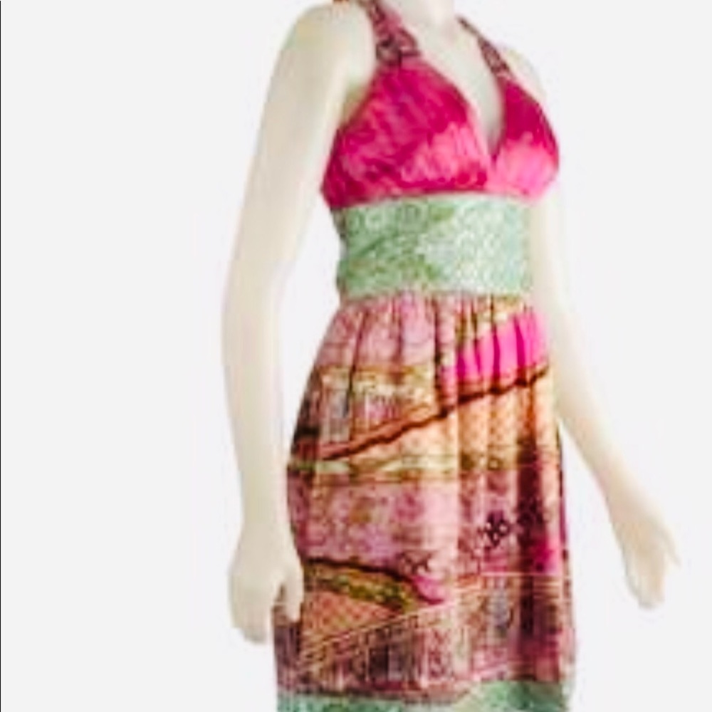 Lyndia Procanik Mixed Print Halter Dress
